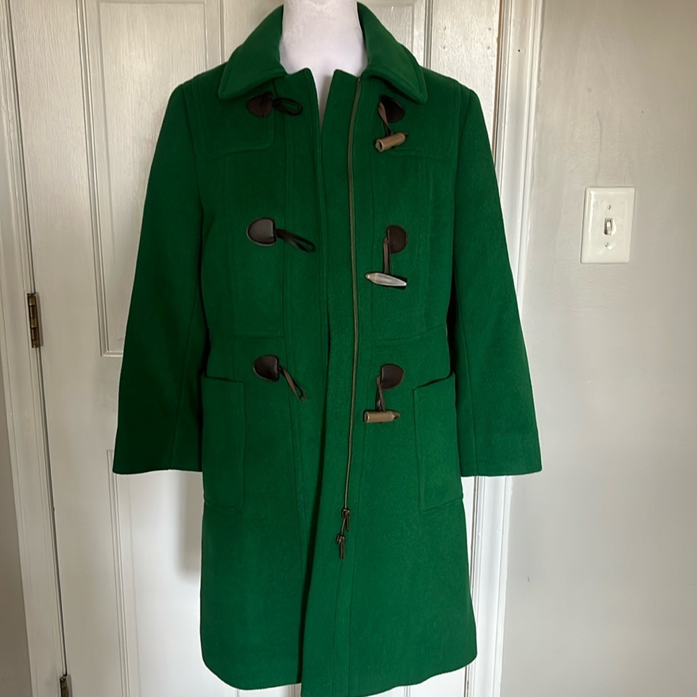 Talbots emerald green wool toggle coat